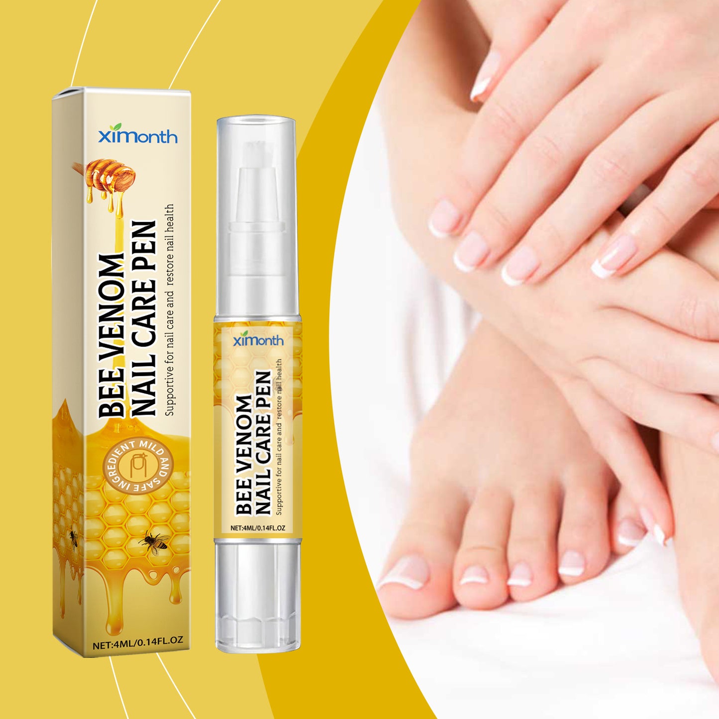 Bee Venom Grey Nail Care Pen Brightening Nail Thickening Clean Moisturizing Anti-Barb Repair Nail Care