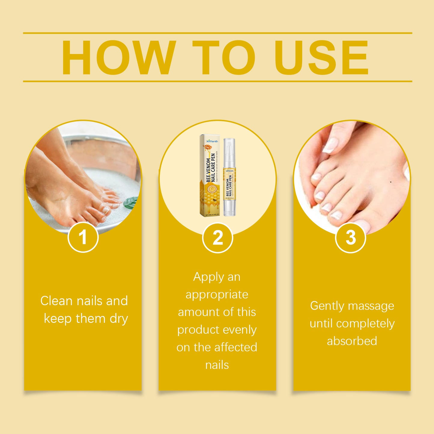 Bee Venom Grey Nail Care Pen Brightening Nail Thickening Clean Moisturizing Anti-Barb Repair Nail Care